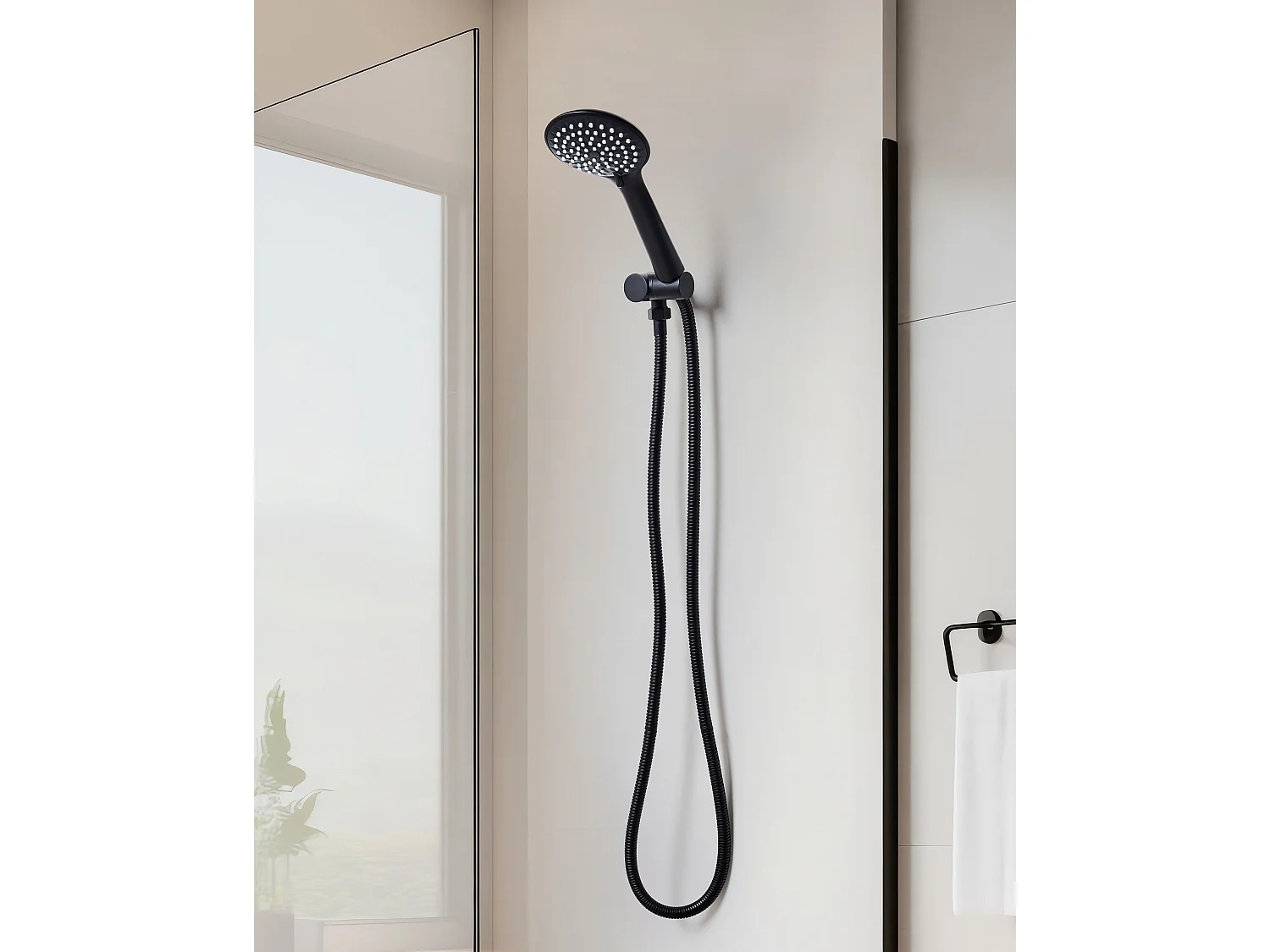 Kit de pommeau de douche avec tuyau flexible UYUCA 4 modes Noir