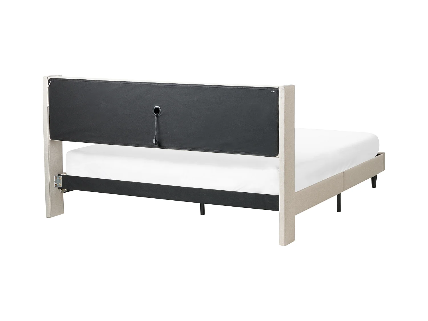 Lit avec LED Tissu BEAULIEU 180 x 200 cm avec rangement avec port USB Beige