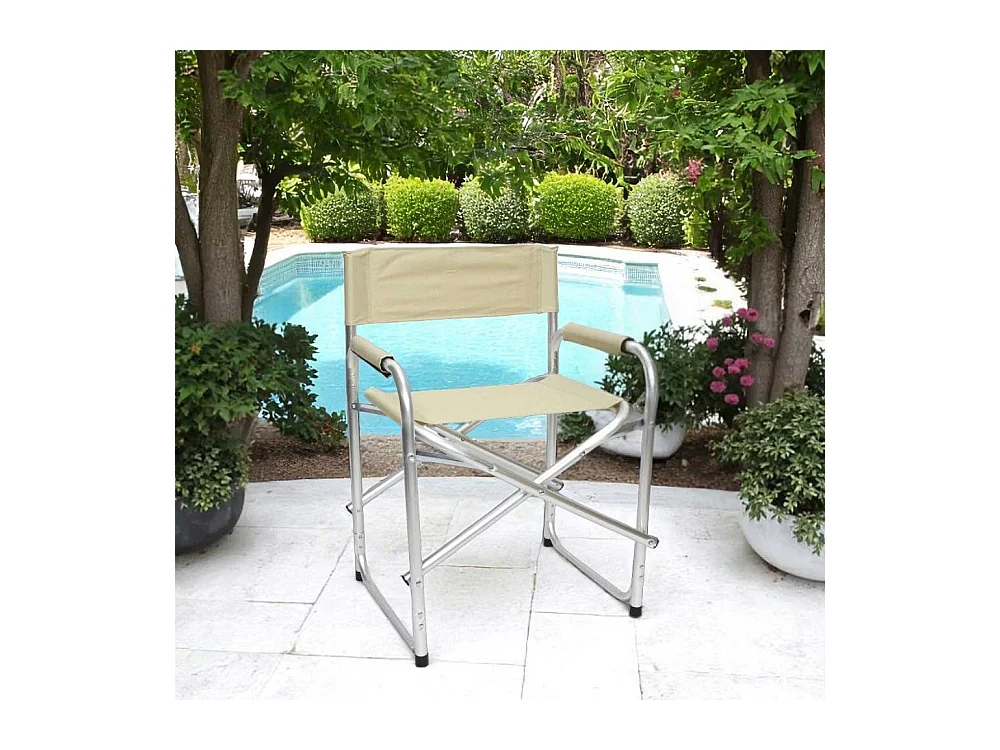 Sedia relax pieghevole Regista in alluminio con rivestimento in textilene beige