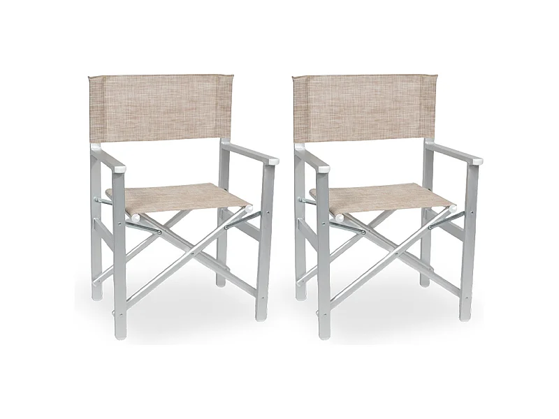 Sedia Regista Ketty alluminio seduta e schienale in textilene marrone chiaro x 2