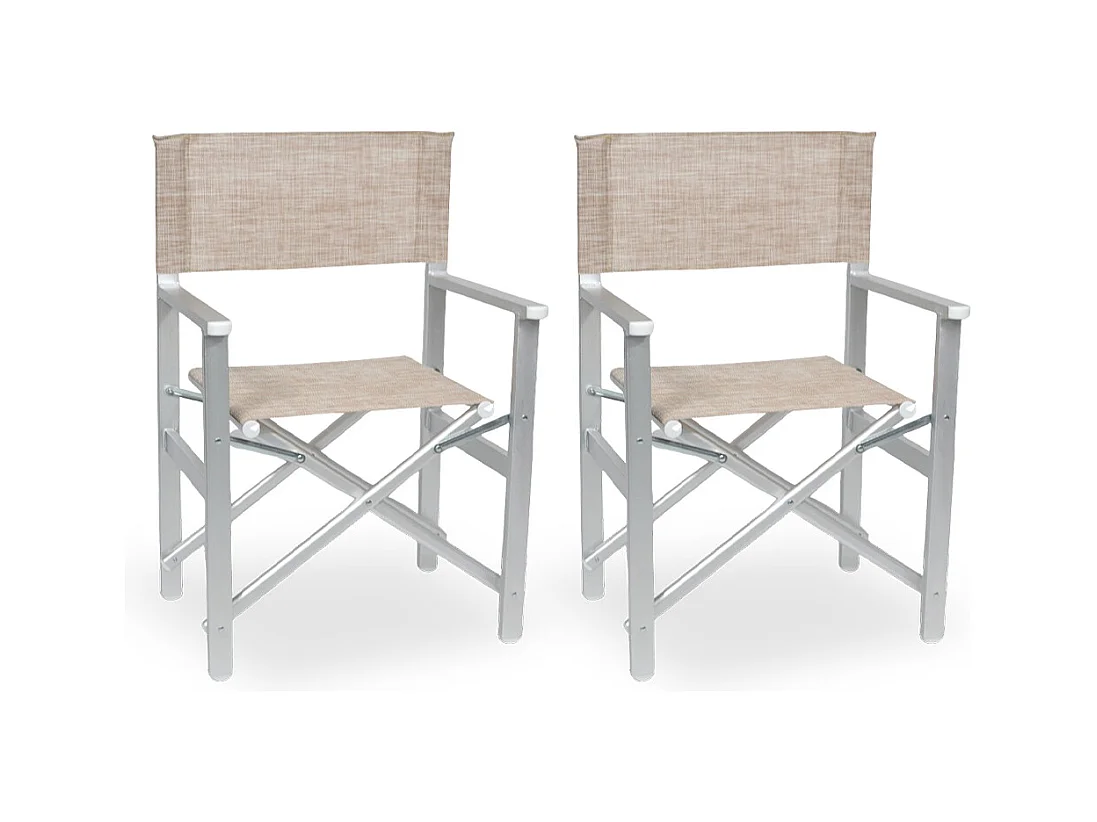 Sedia Regista Ketty alluminio seduta e schienale in textilene marrone chiaro x 2