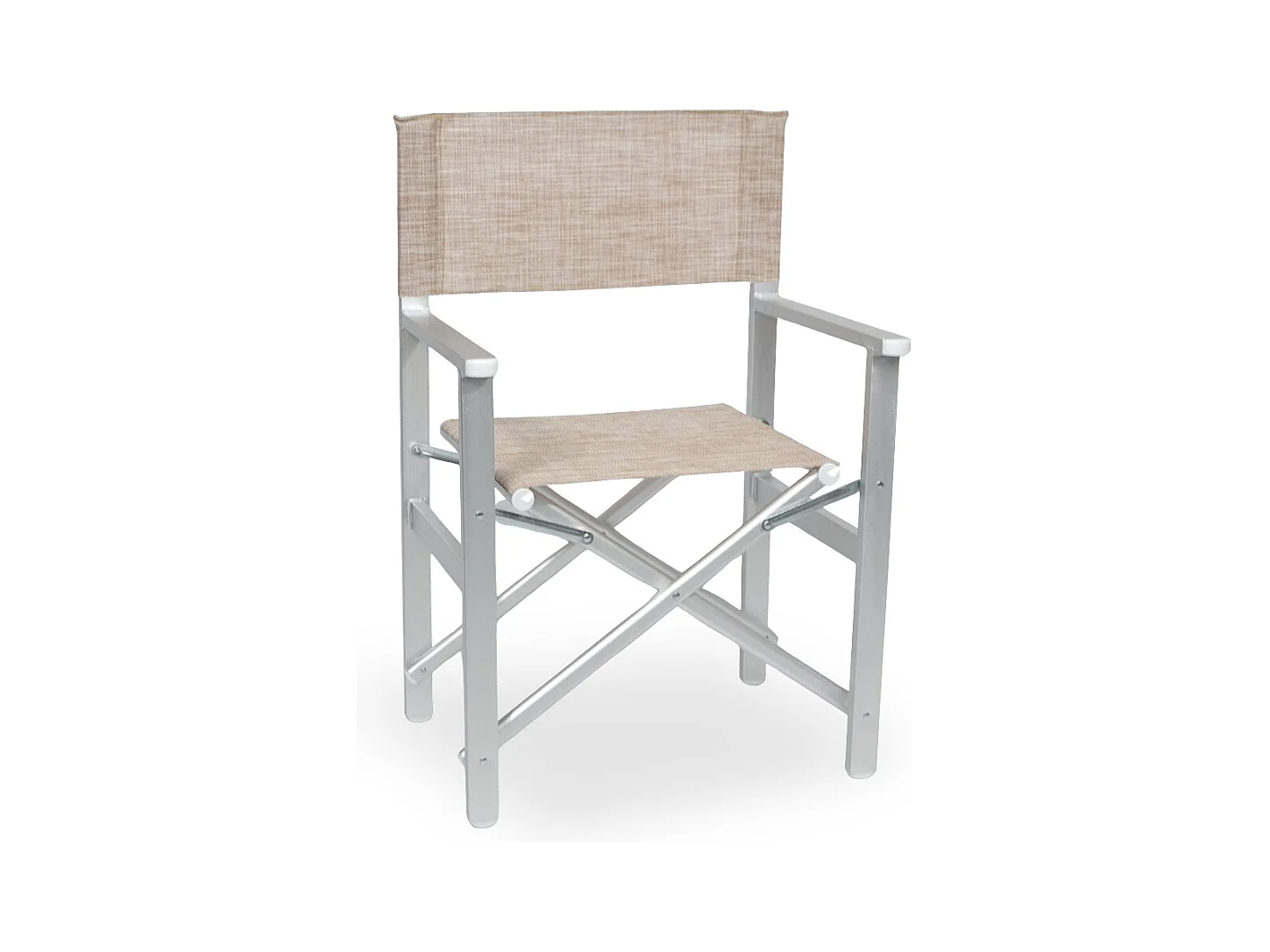 Sedia Regista Ketty in alluminio seduta e schienale in textilene marrone chiaro