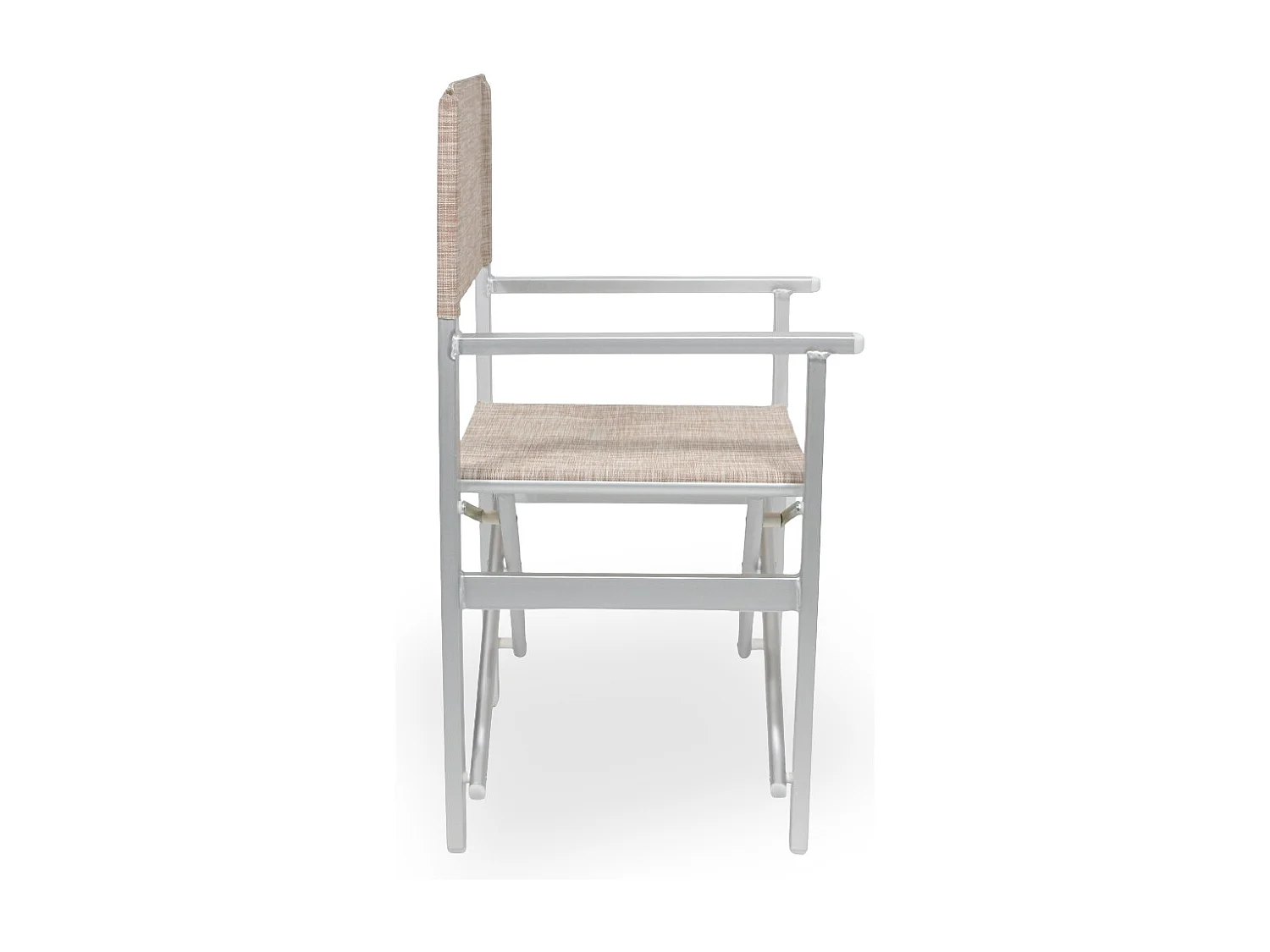 Chaise de réalisateur Ketty en aluminium, assise et dossier en textilène marron clair