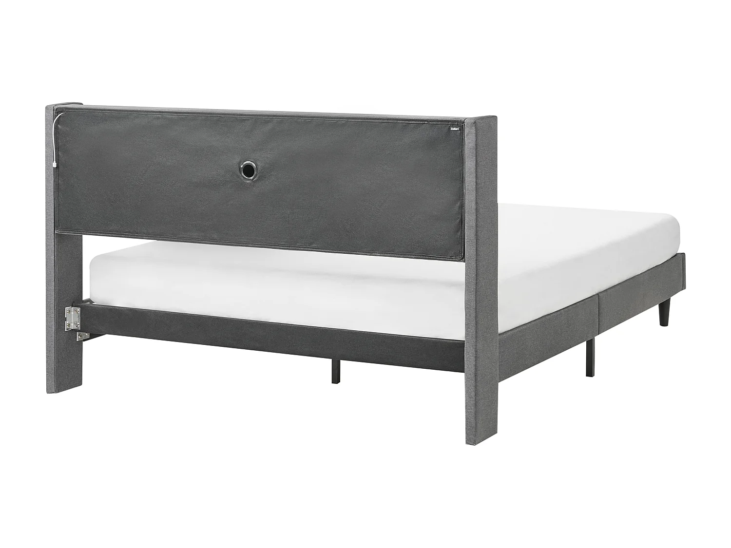 Lit avec LED Tissu BEAULIEU 160 x 200 cm avec rangement avec port USB Gris foncé