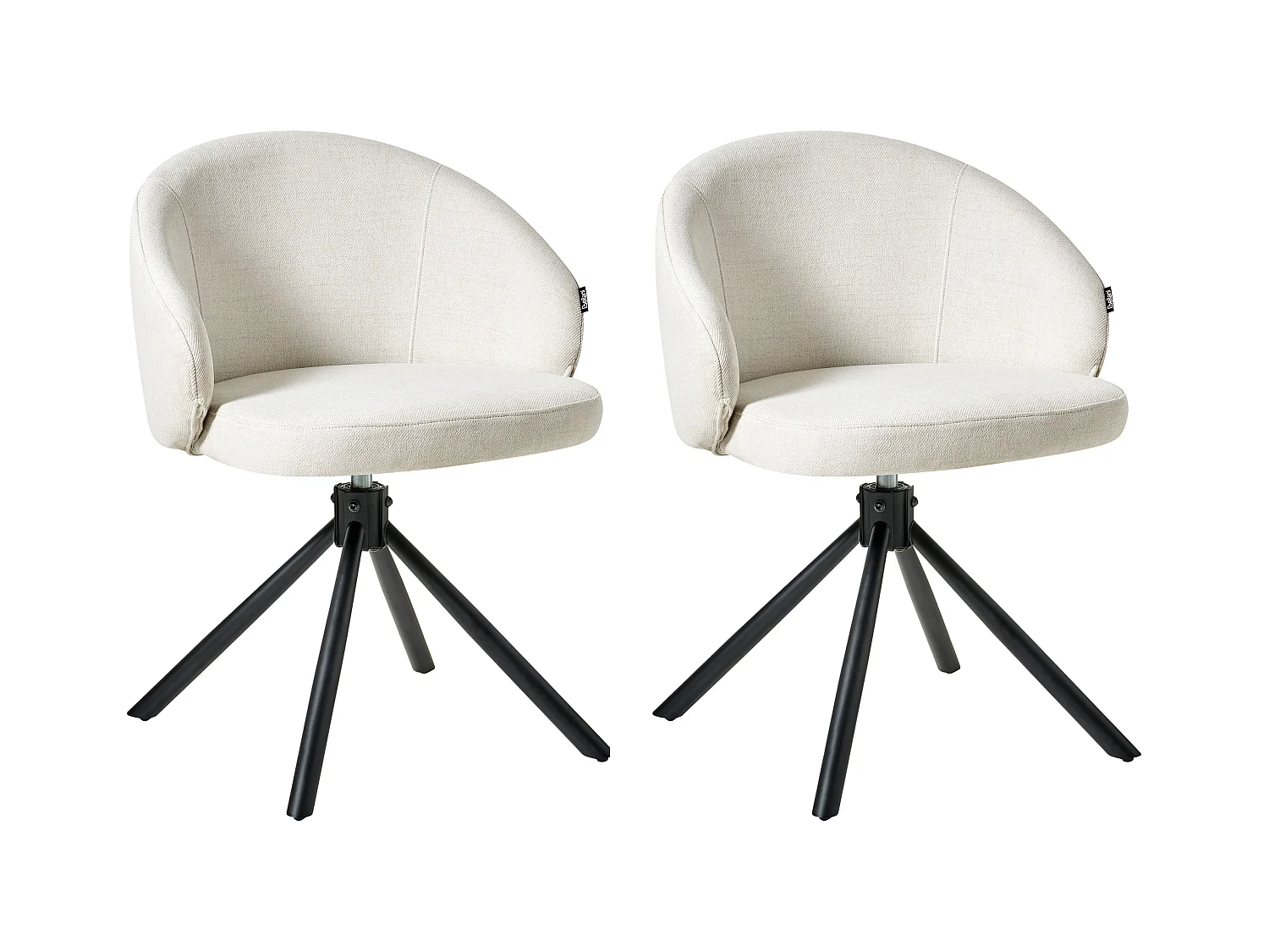 Lot de 2 chaises de salle à manger OVALO Tissu Blanc cassé