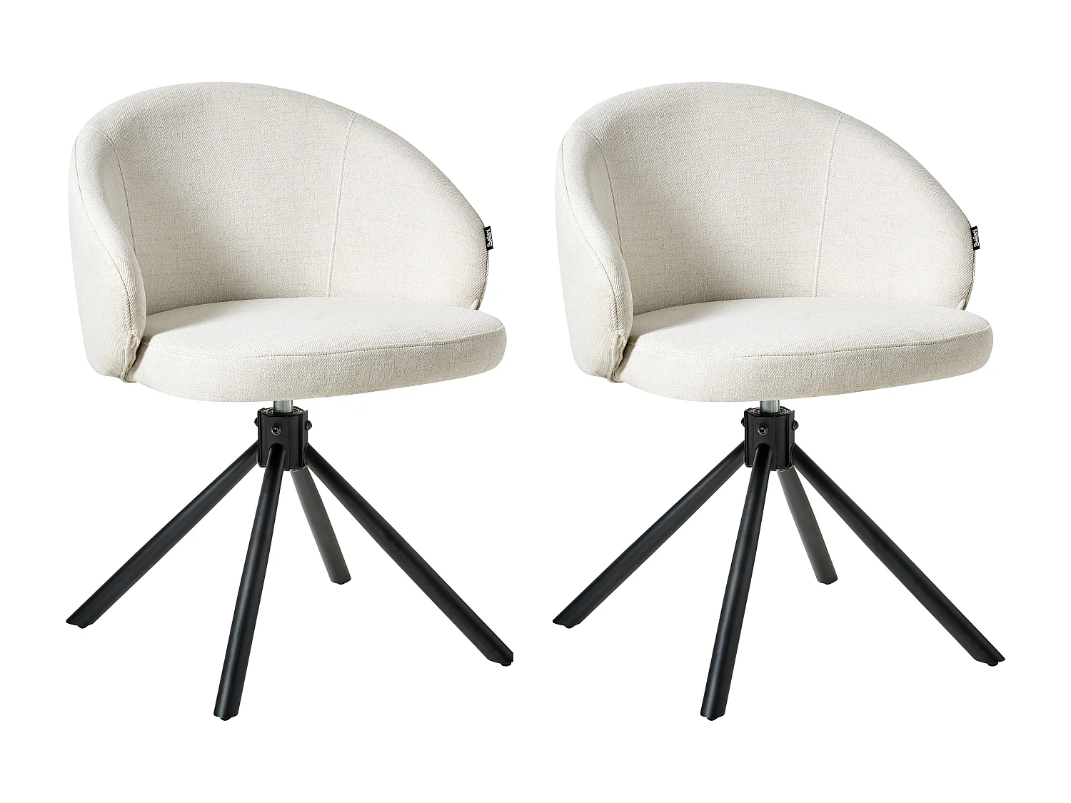 Lot de 2 chaises de salle à manger OVALO Tissu Blanc cassé