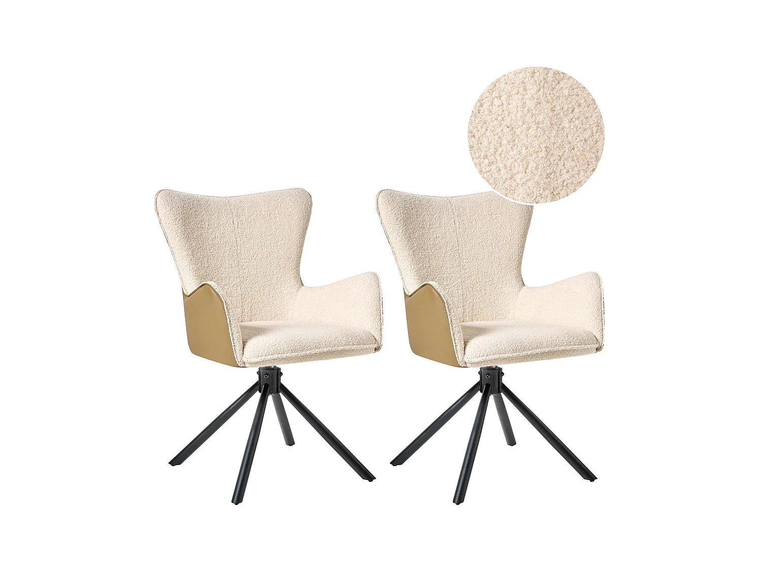 Lot de 2 chaises de salle à manger NOVI Bouclé Beige clair