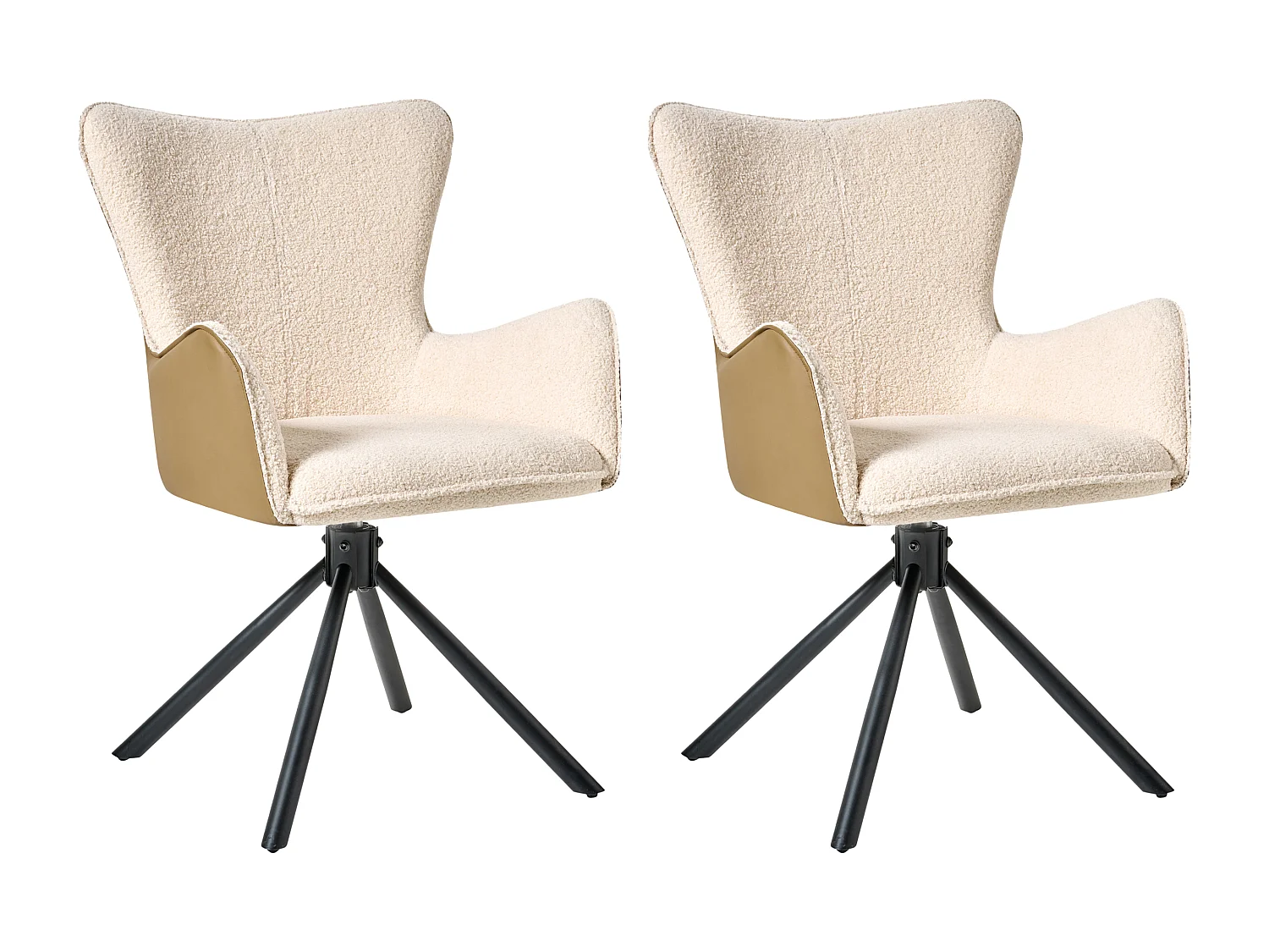 Lot de 2 chaises de salle à manger NOVI Bouclé Beige clair