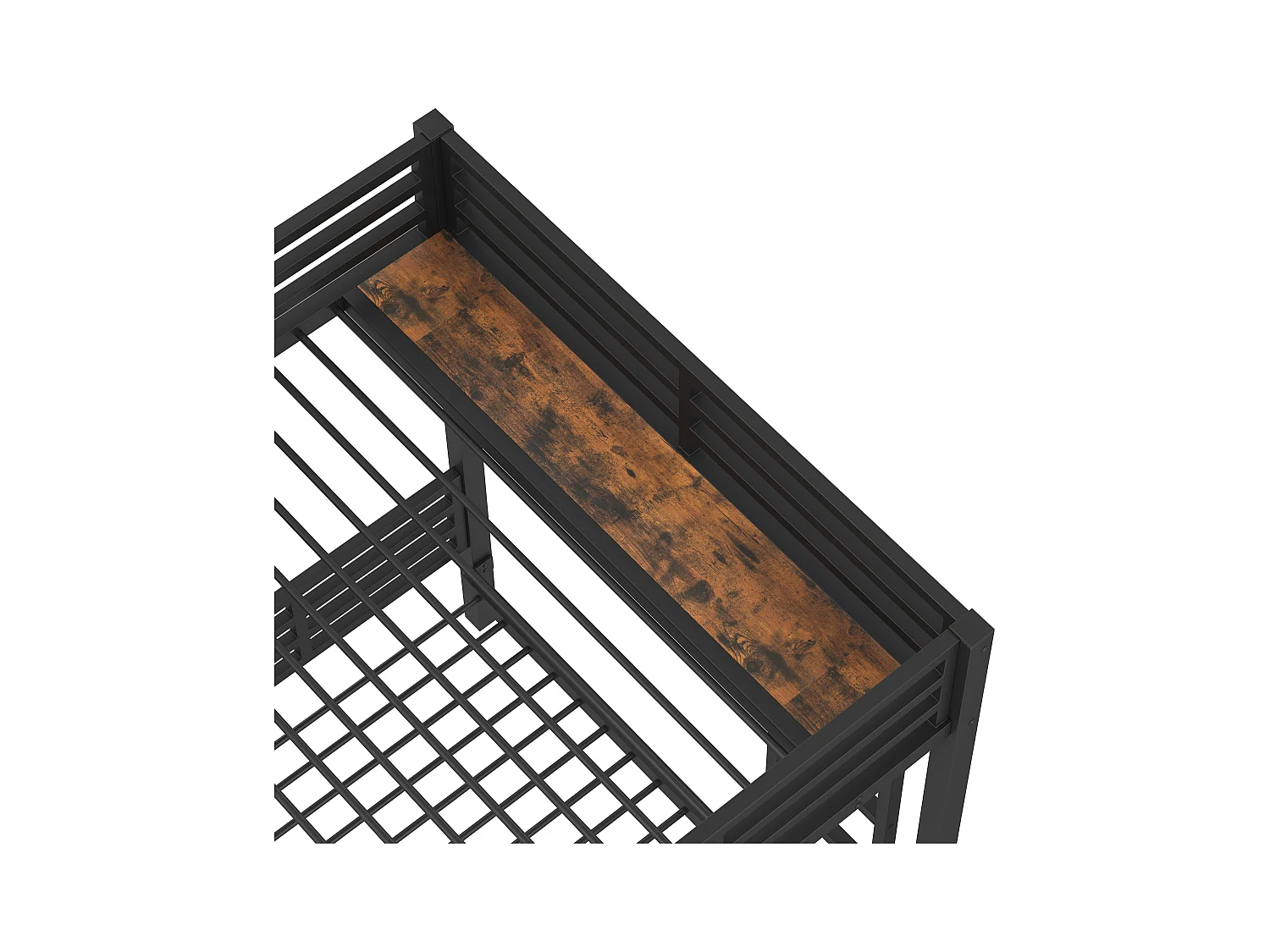 Lit superposés enfants 3 places - 140 x 200 cm + 2 x 90 x 200 cm - avec 2 tiroirs - Métal + MDF - noir