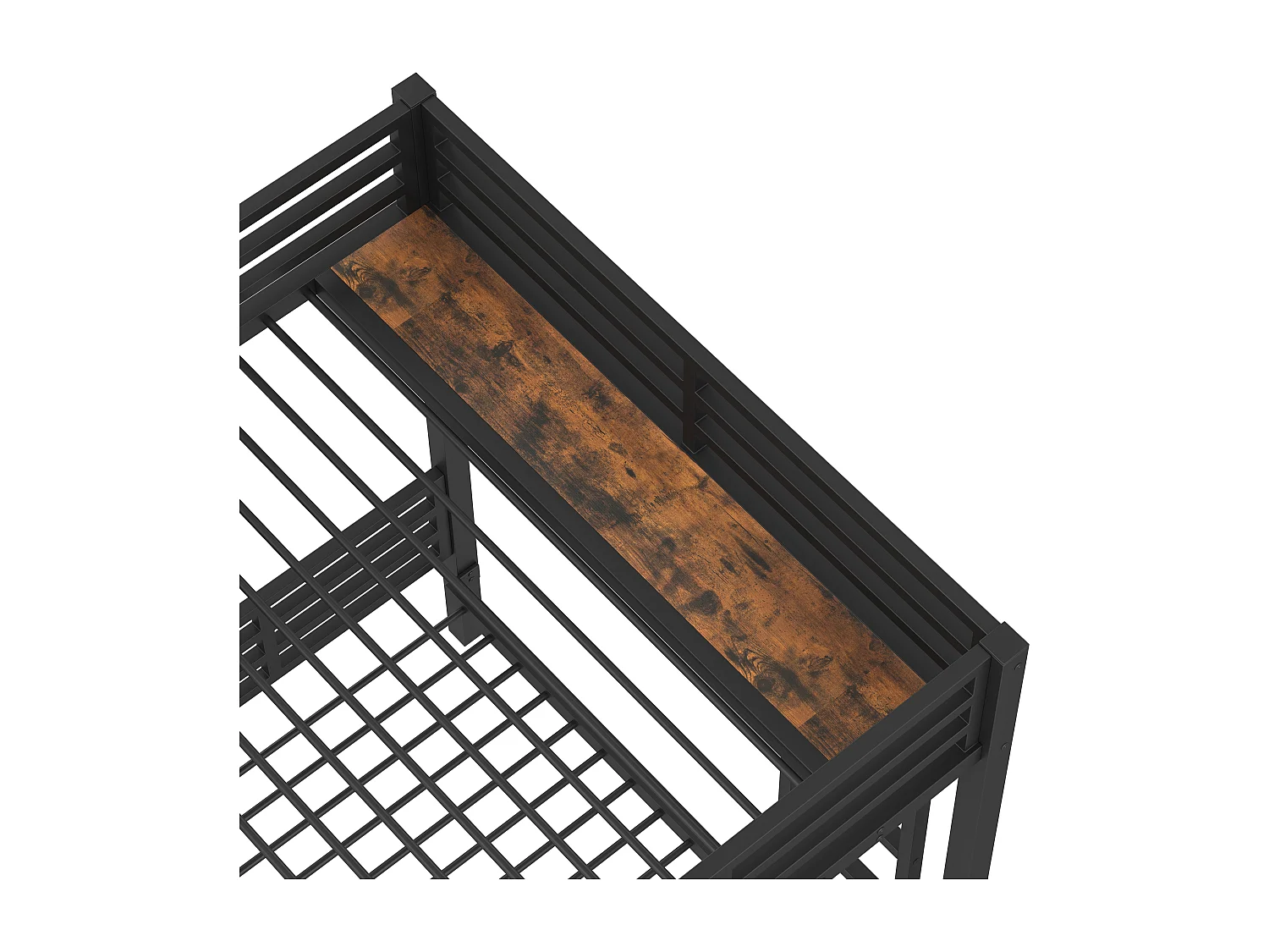 Lit superposés enfants 3 places - 140 x 200 cm + 2 x 90 x 200 cm - avec 2 tiroirs - Métal + MDF - noir