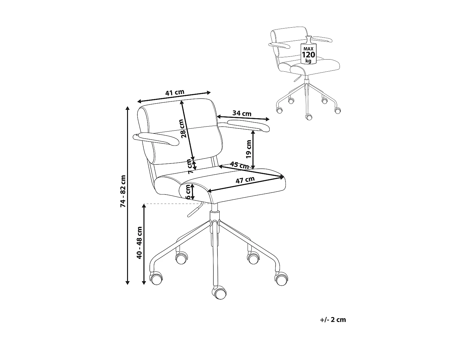 Chaise de bureau CANDOR Cuir PU Blanc cassé