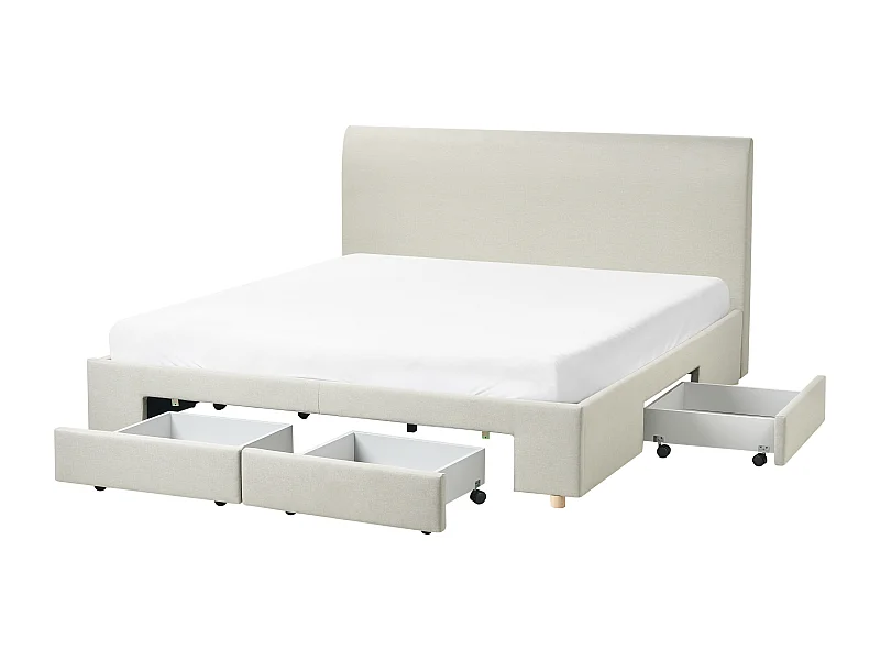 Lit avec tiroirs de rangement Tissu SOUTRIN 180 x 200 cm Beige