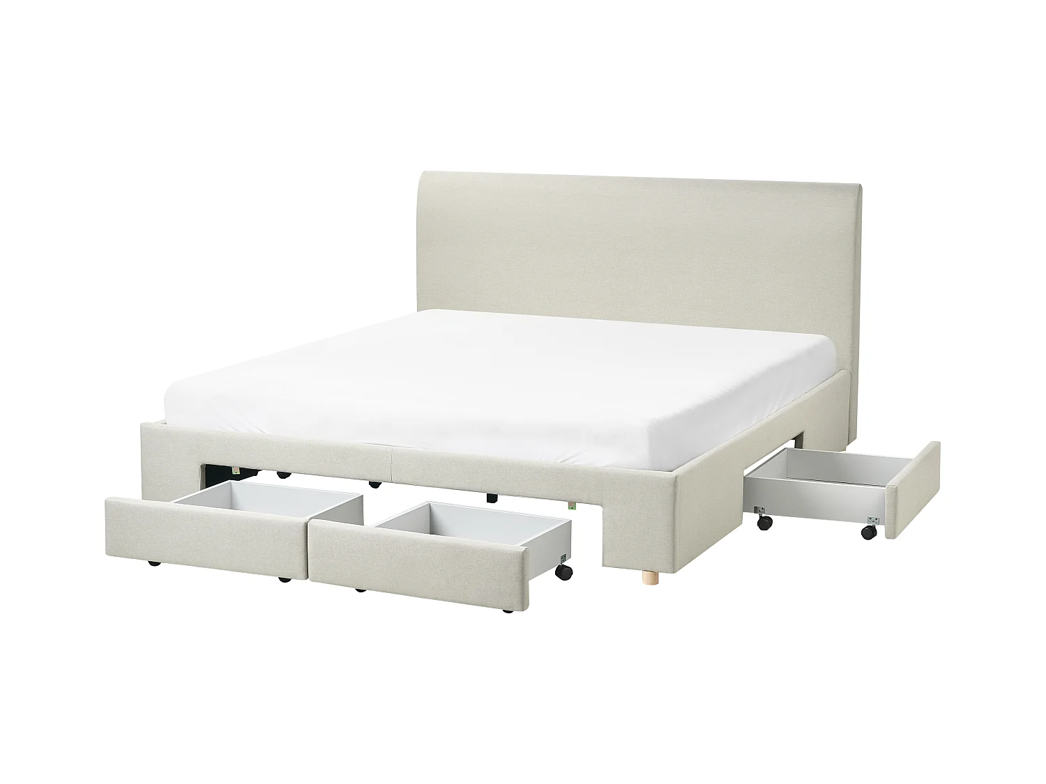 Lit avec tiroirs de rangement Tissu SOUTRIN 180 x 200 cm Beige