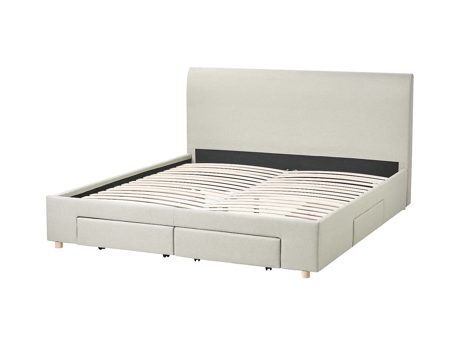 Lit avec tiroirs de rangement Tissu SOUTRIN 180 x 200 cm Beige