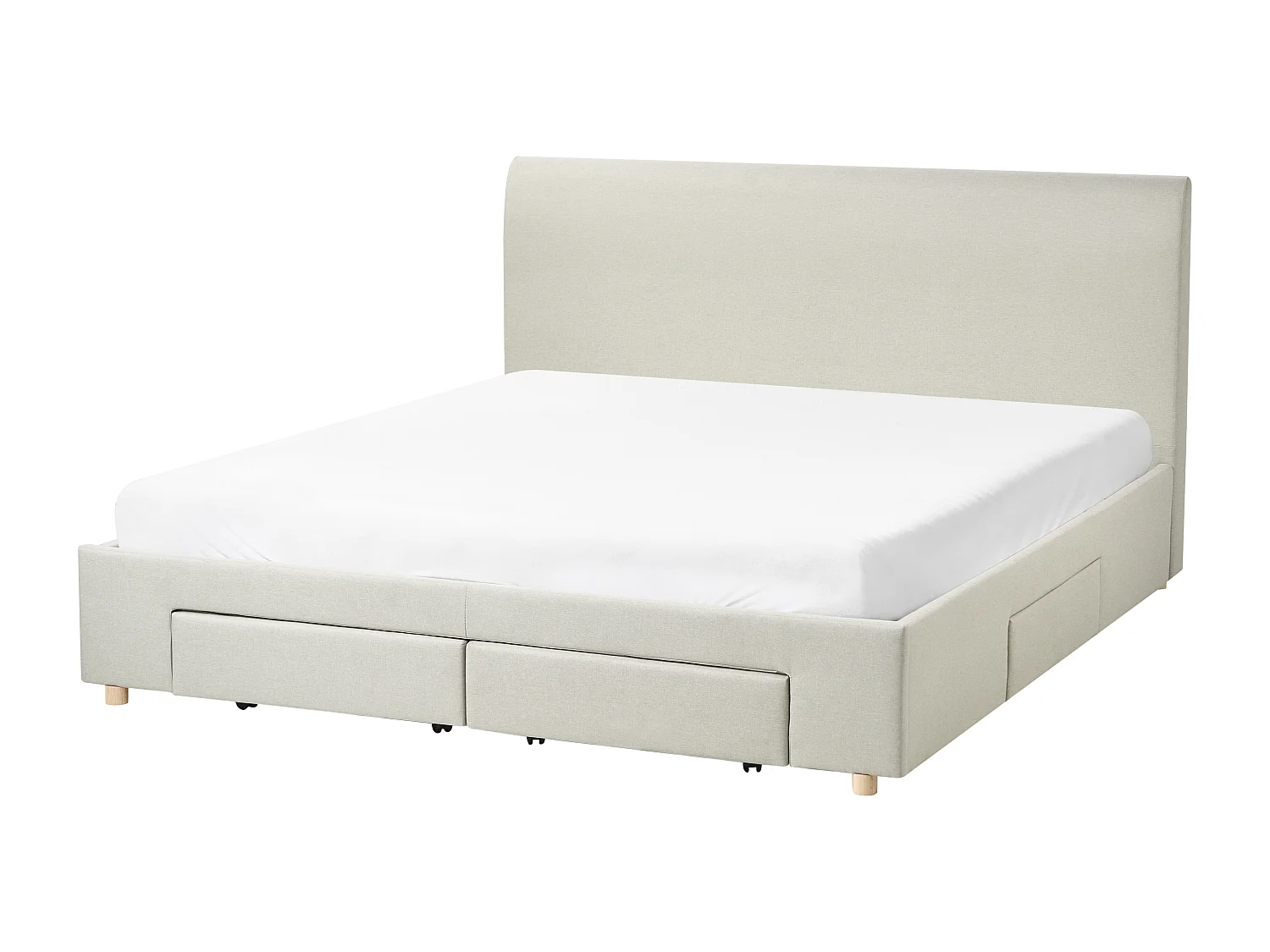 Lit avec tiroirs de rangement Tissu SOUTRIN 180 x 200 cm Beige