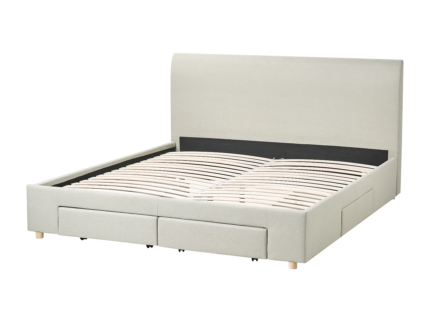 Lit avec tiroirs de rangement Tissu SOUTRIN 180 x 200 cm Beige