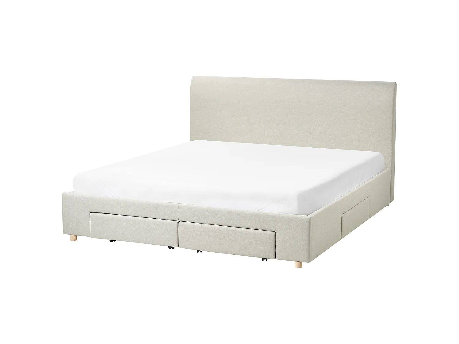 Lit avec tiroirs de rangement SOUTRIN Tissu Beige 180 x 200 cm