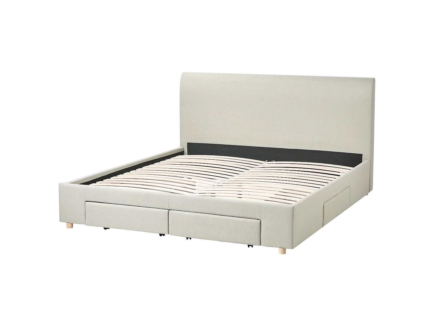 Lit avec tiroirs de rangement SOUTRIN Tissu Beige 180 x 200 cm