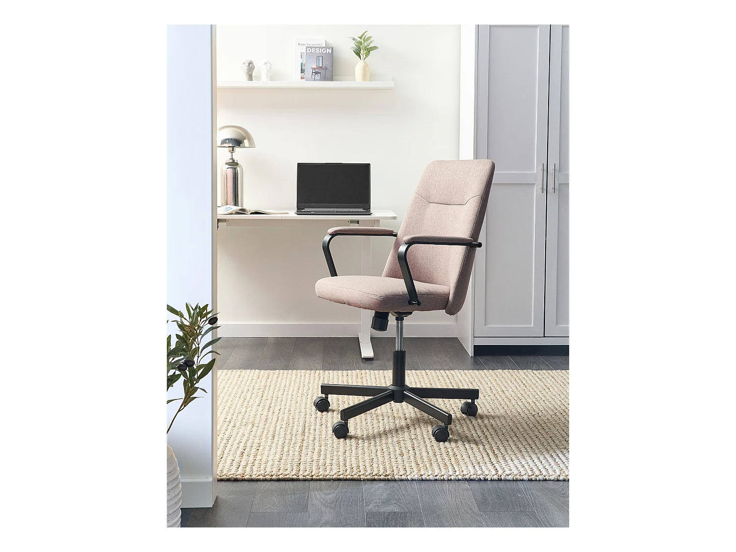 Chaise de bureau CAROGA Tissu Marron clair