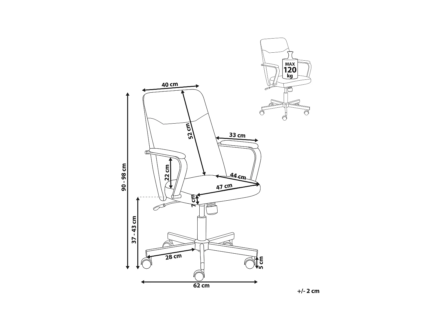Chaise de bureau CAROGA Tissu Marron clair