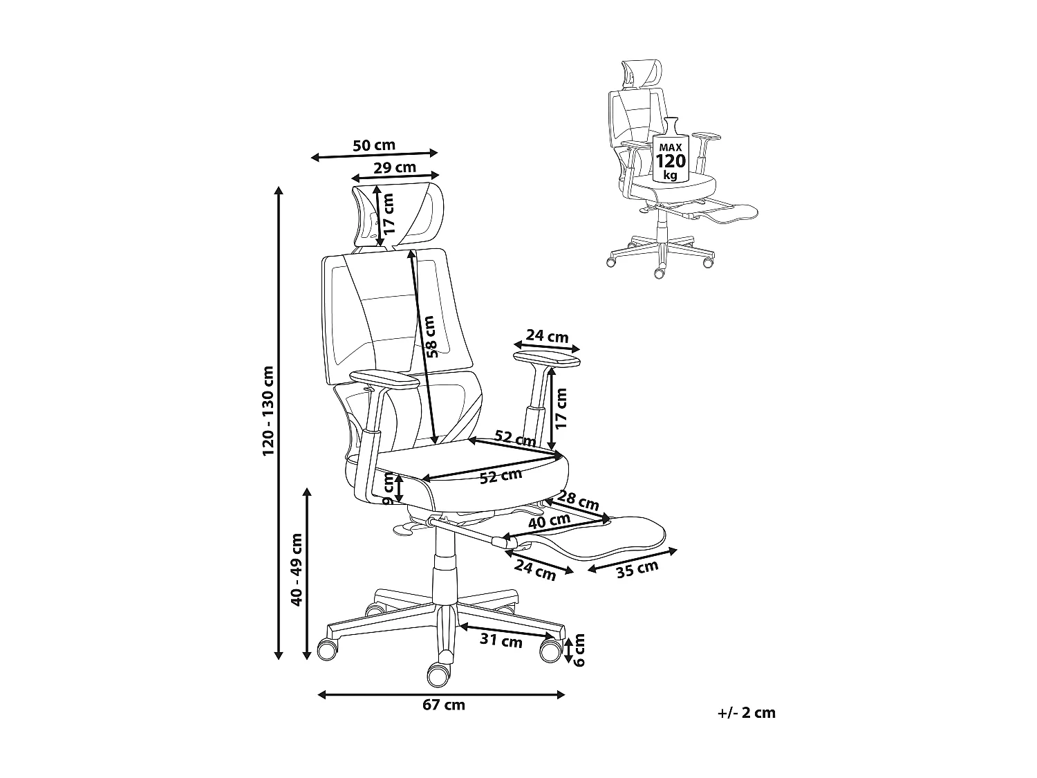 Chaise de bureau CREATOR Cuir PU Noir