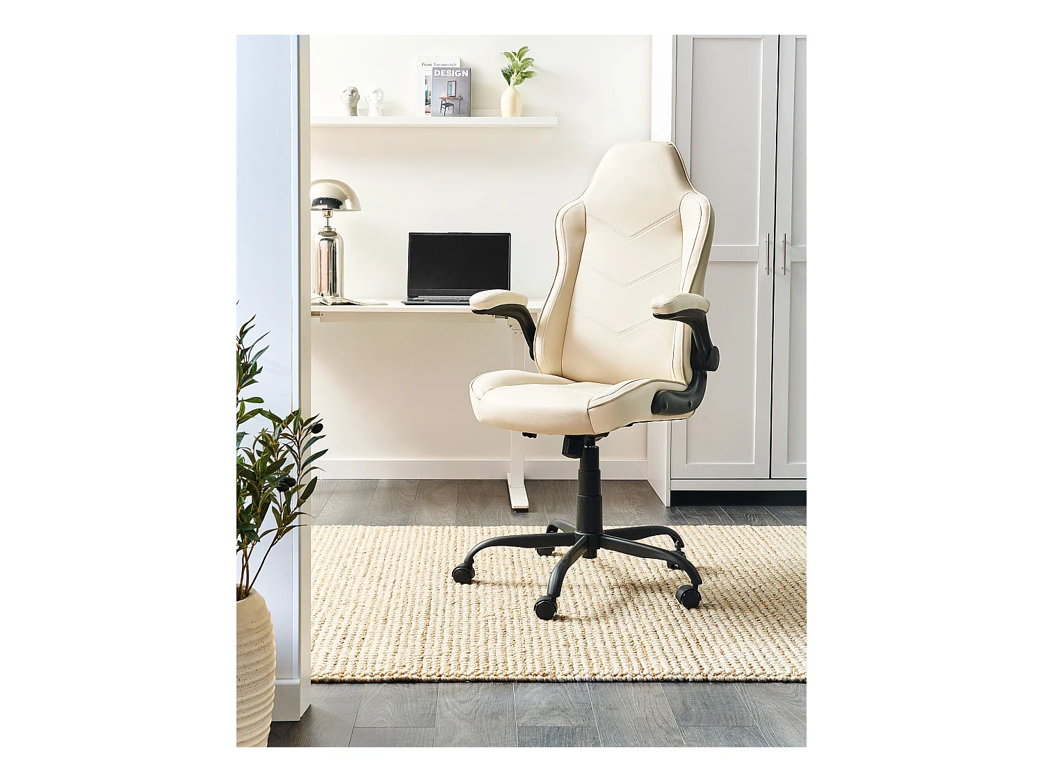 Chaise de bureau TRIUMPHER Cuir PU Blanc cassé