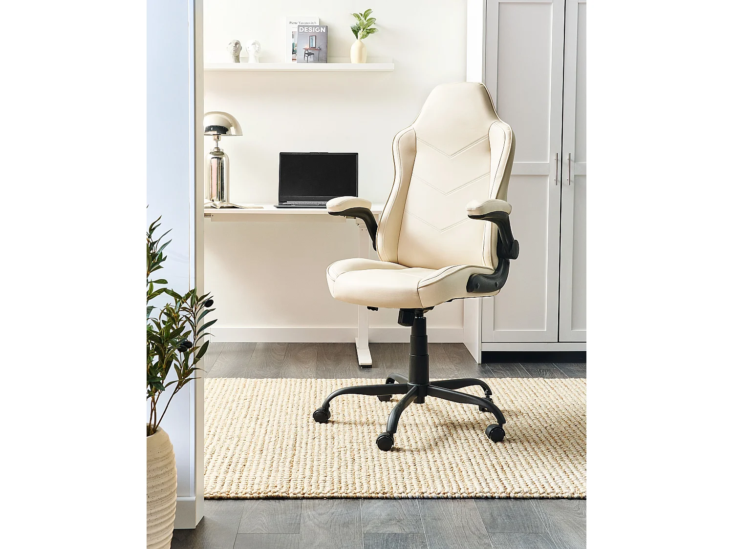 Office Chair TRIUMPHER Faux Leather Off-White