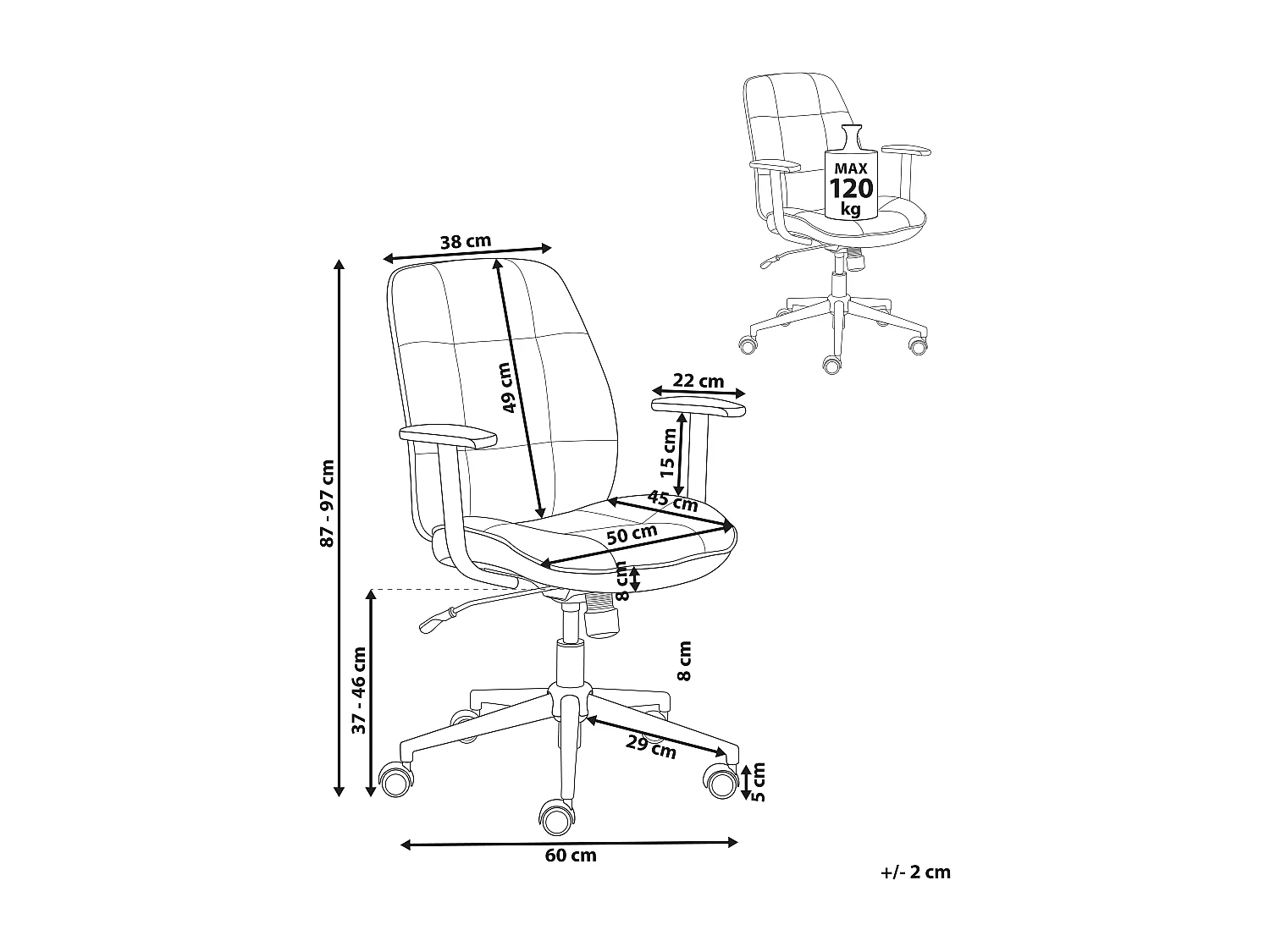 Chaise de bureau CARLTON Tissu Gris