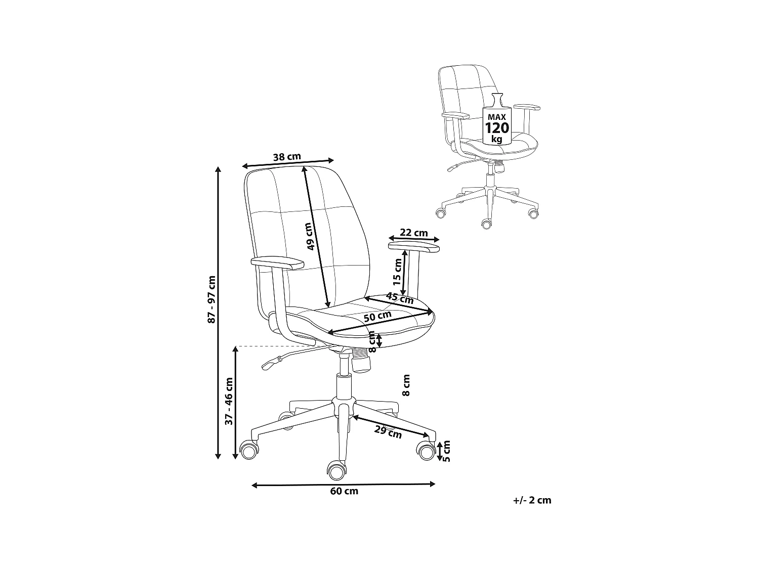 Chaise de bureau CARLTON Tissu Gris