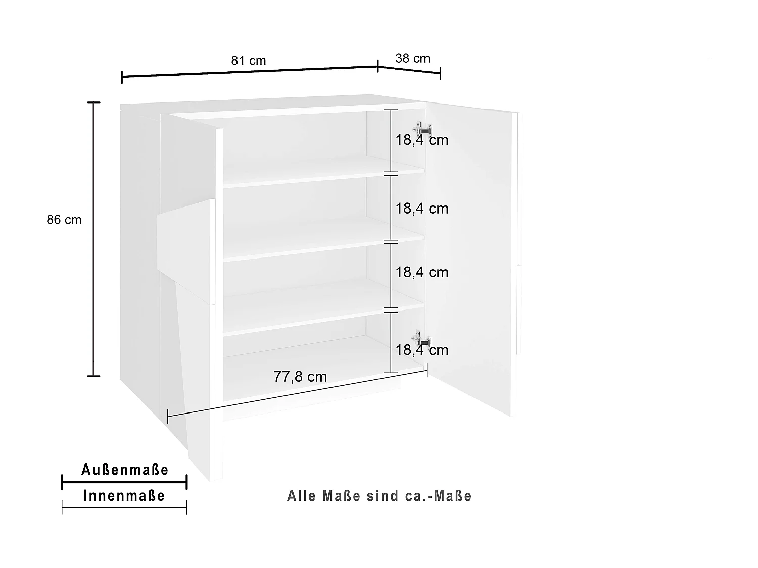 Meuble chaussure d'entrée 2 portes design moderne béton 16 paires de chaussures Ping C16