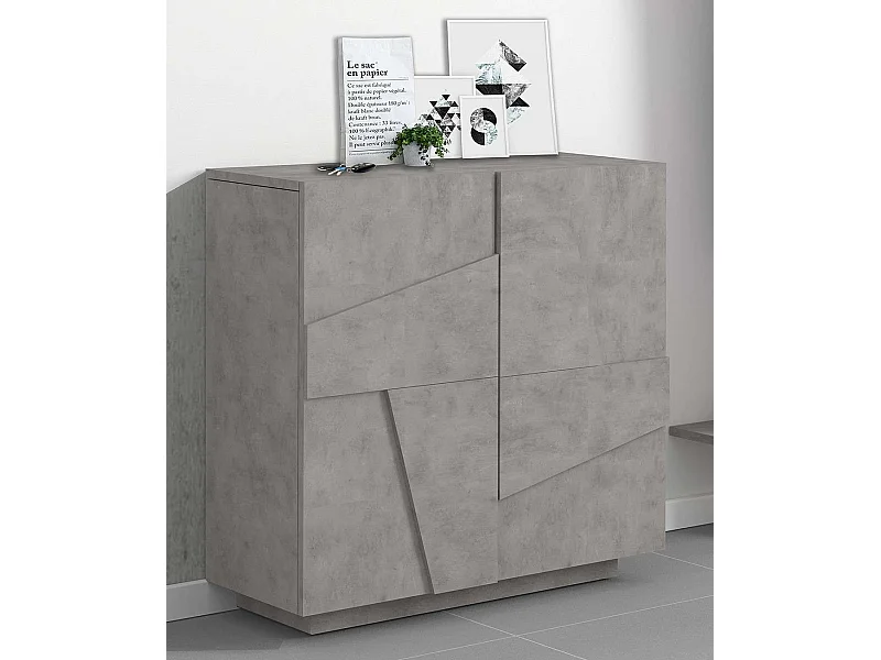 Scarpiera 2 ante L 81.2 x H 86 x P 39.2 cm 16 paia, grigio