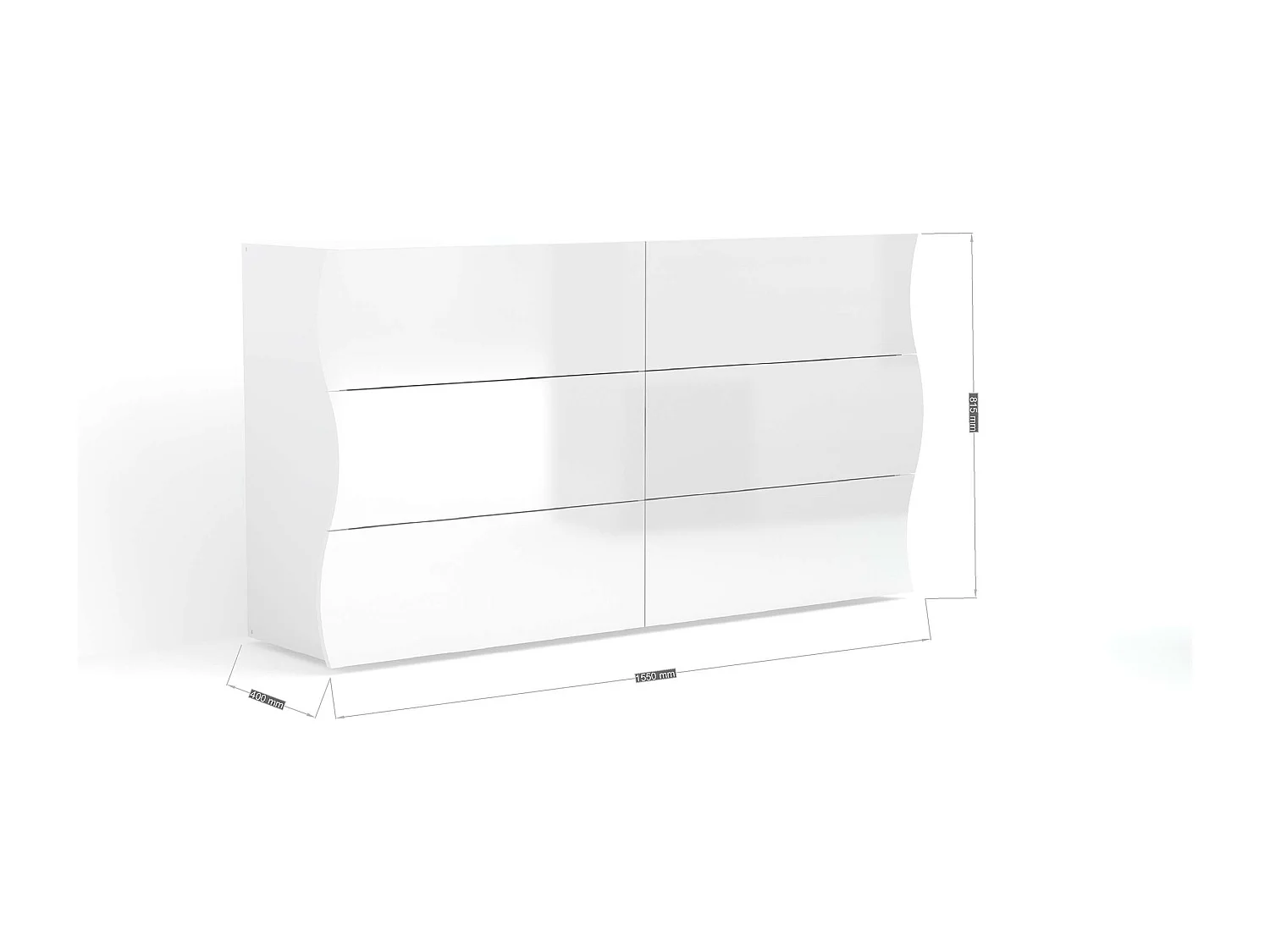 Commode chambre 6 tiroirs blanc moderne Onda Sideboard