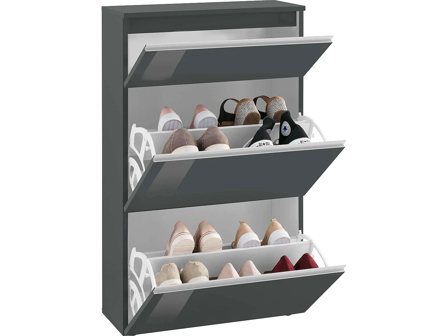 Meuble Chaussures 60cm 2 placards portes rabattables 12 Paires De Chaussures Magic Bata Ardesia