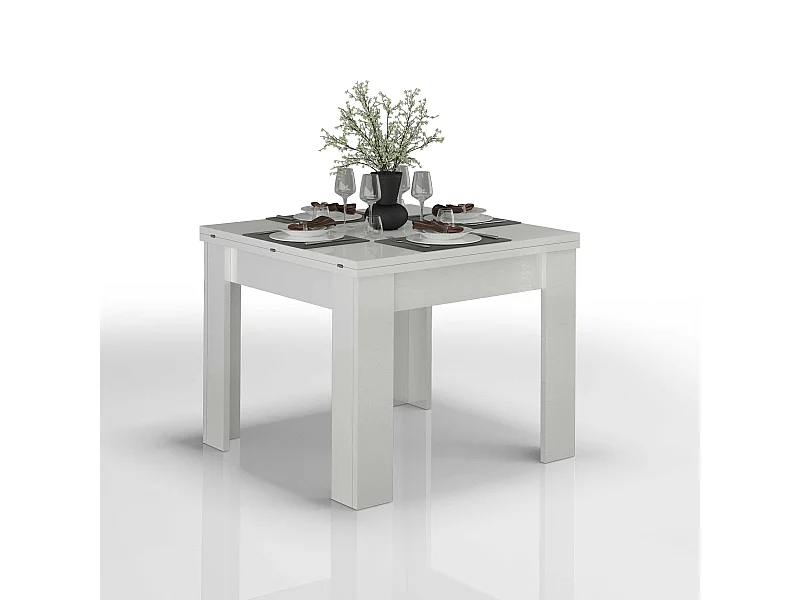 Tavolo allungabile Jesi ideale per 6-8 persone colore bianco lucido 90/180x90x75 cm