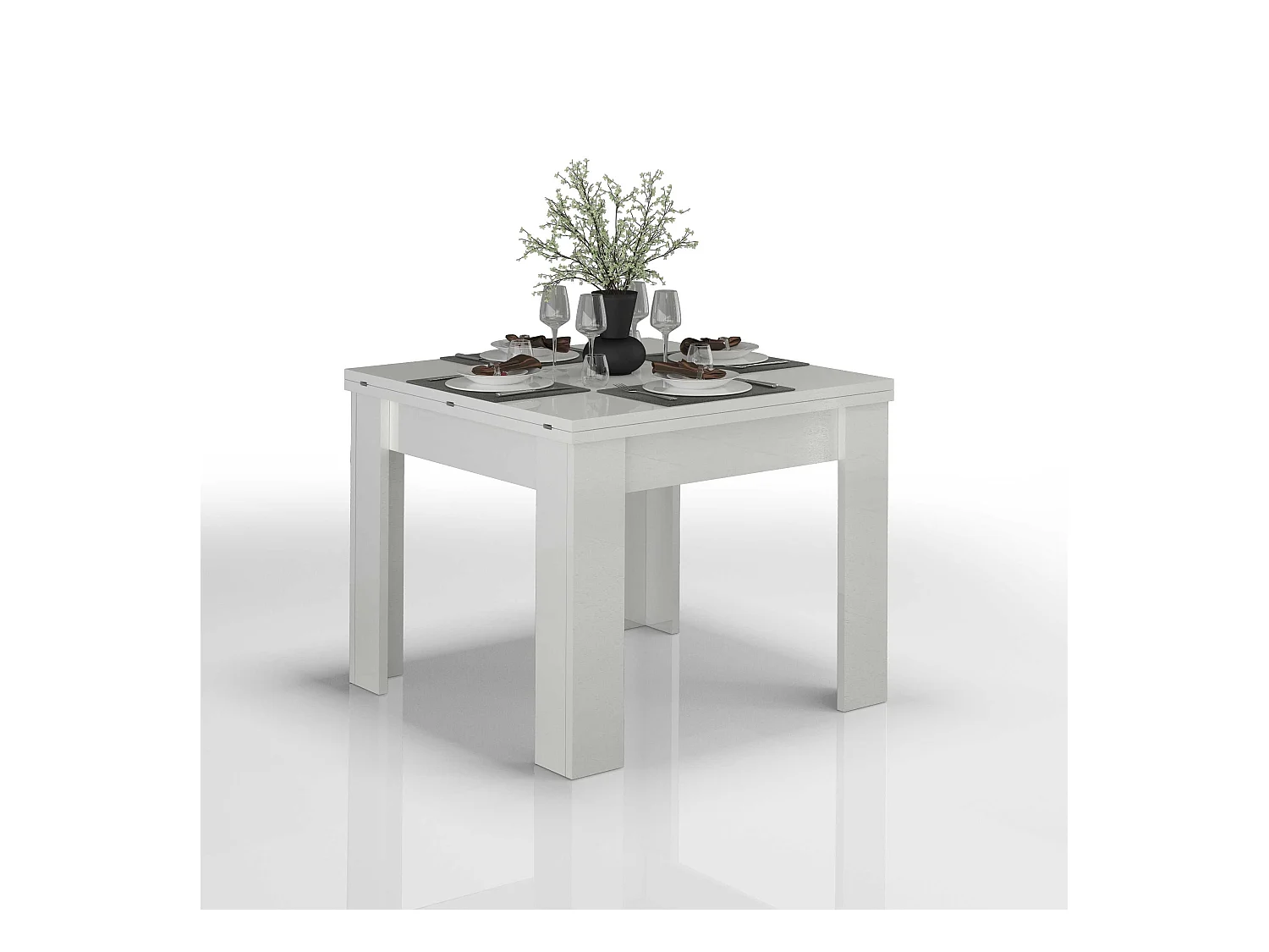 Tavolo allungabile Jesi ideale per 6-8 persone colore bianco lucido 90/180x90x75 cm