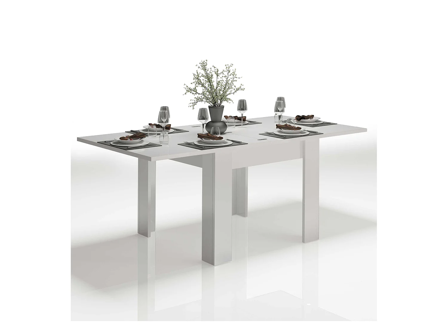 Tavolo allungabile Jesi ideale per 6-8 persone colore bianco lucido 90/180x90x75 cm