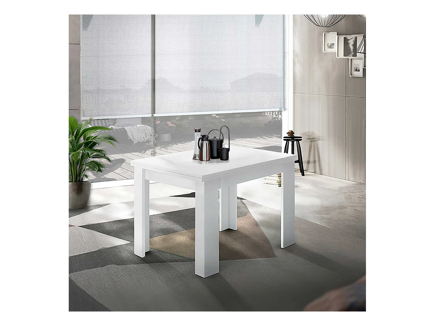 Tavolo allungabile Jesi ideale per 6-8 persone colore bianco lucido 90/180x90x75 cm