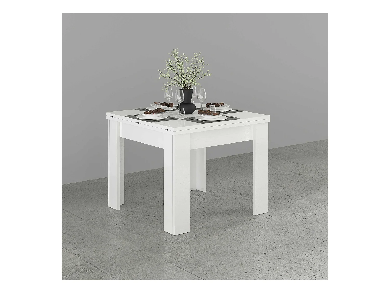 Tavolo allungabile Jesi ideale per 6-8 persone colore bianco lucido 90/180x90x75 cm