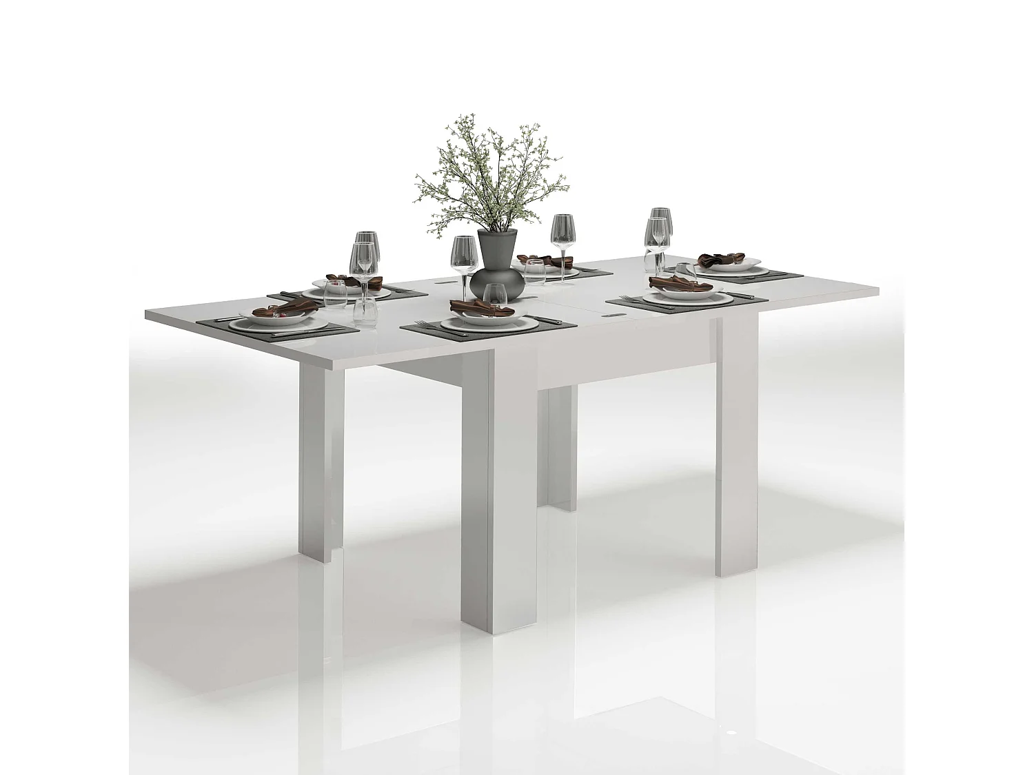 Mesa extensible blanca de diseño moderno 90-180x90cm salón y cocina Jesi Liber