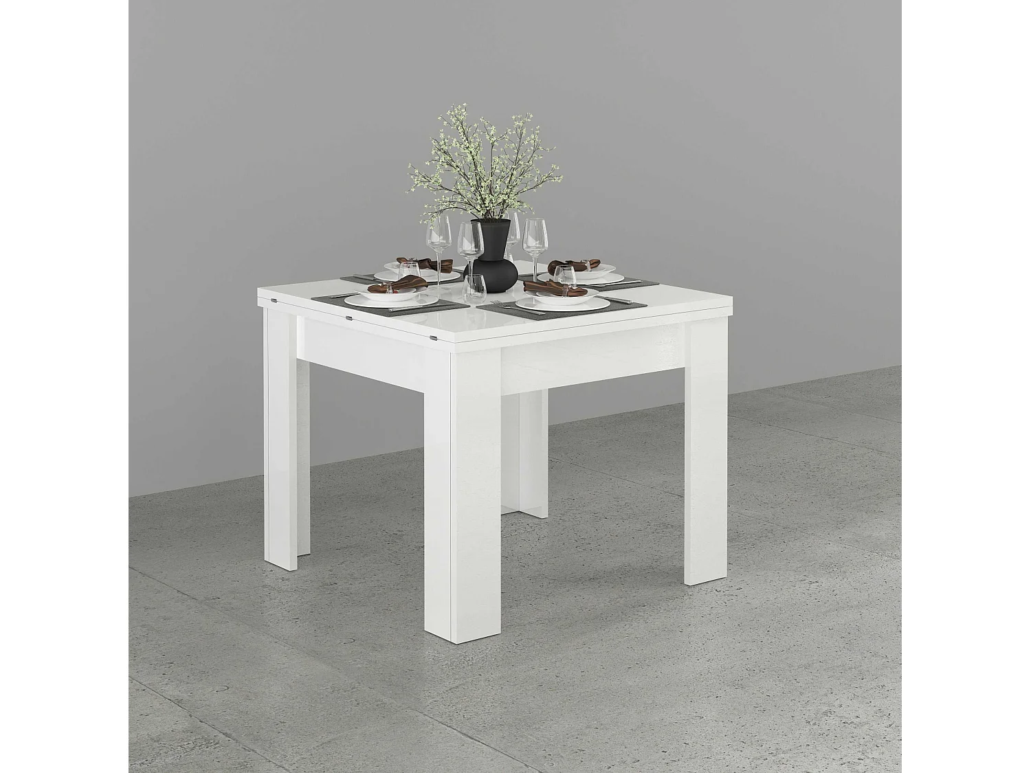 Mesa extensible blanca de diseño moderno 90-180x90cm salón y cocina Jesi Liber
