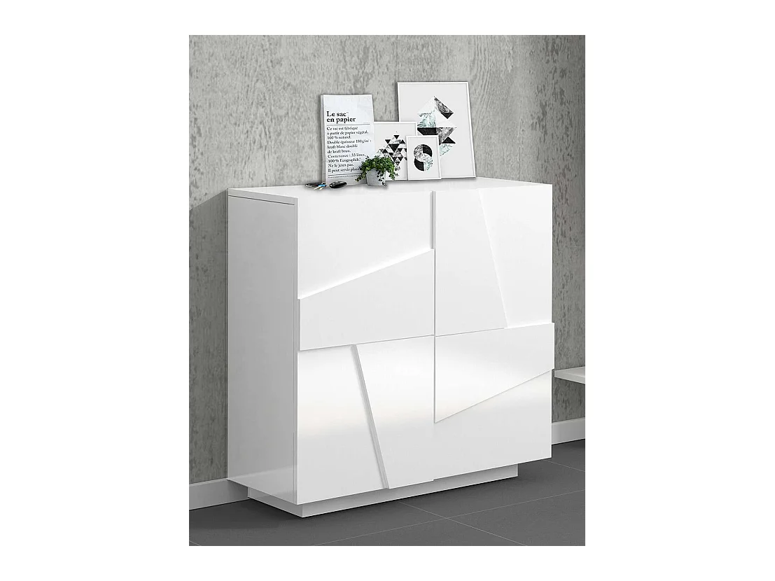 Scarpiera 2 ante L 81.2 x H 86 x P 39.2 cm 16 paia, bianco