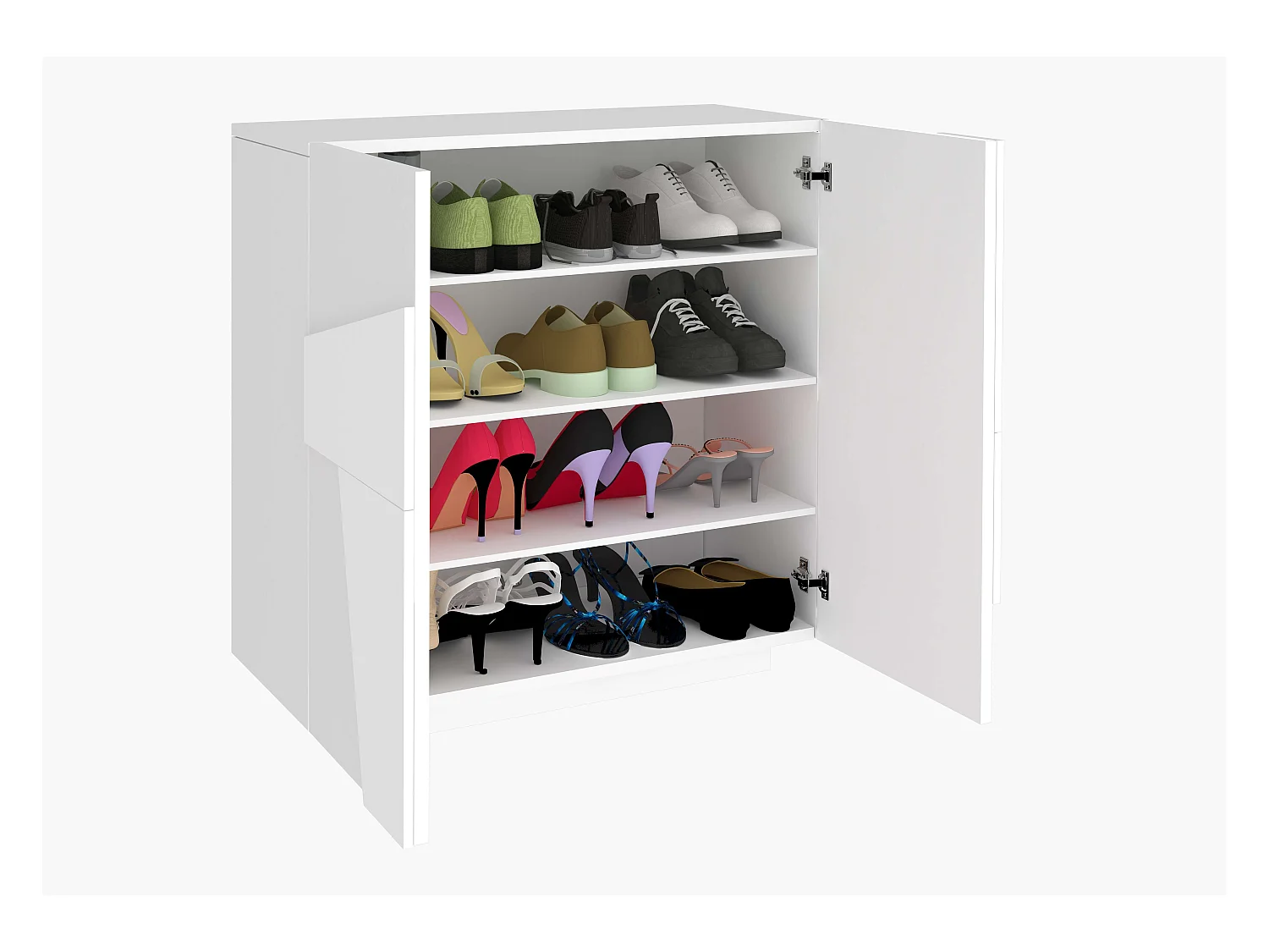 Meuble chaussure blanc au design moderne 2 portes 16 paires Ping W16
