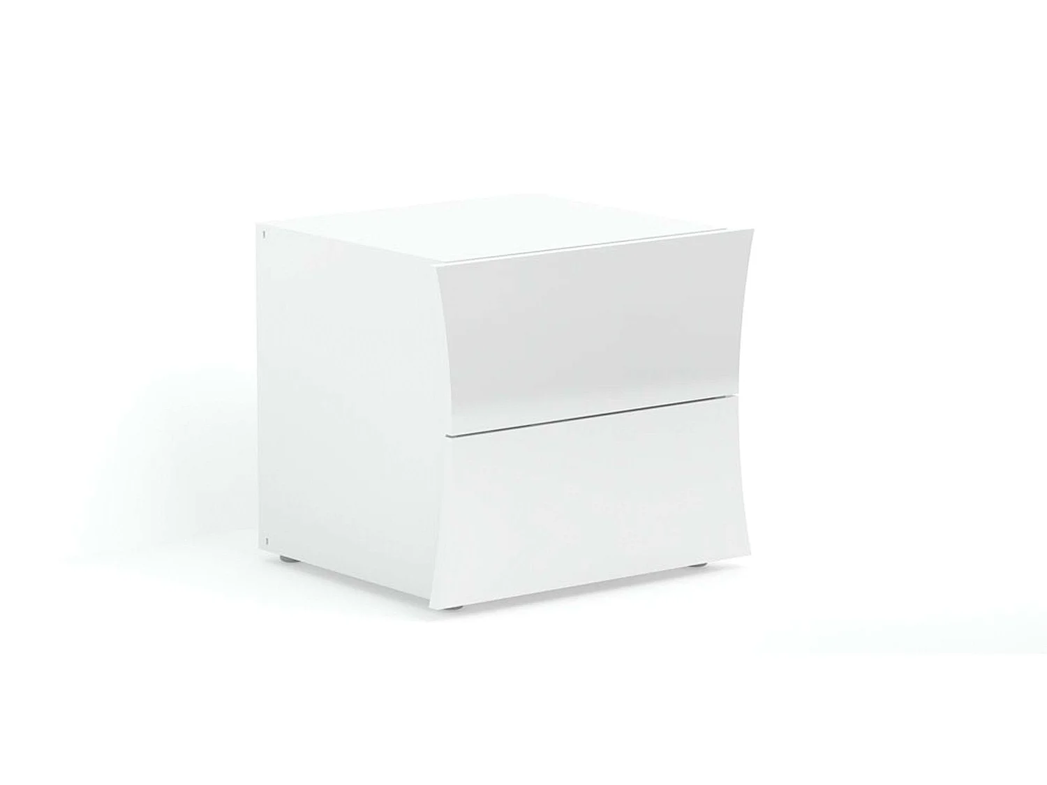 Table de chevet design blanc brillant 2 tiroirs Arco Smart