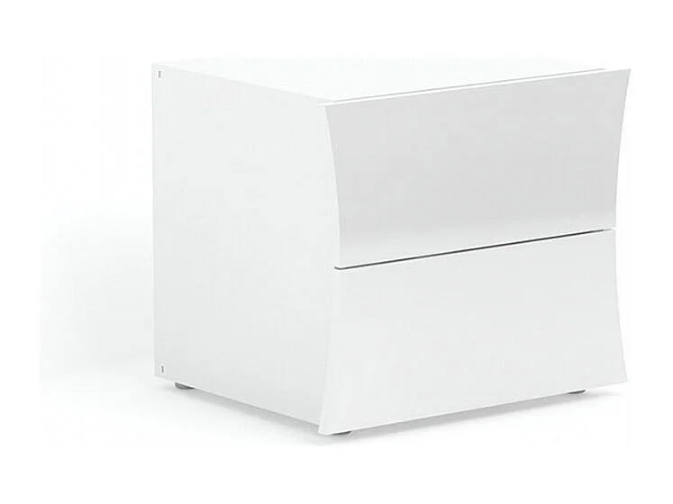 Table de chevet design blanc brillant 2 tiroirs Arco Smart