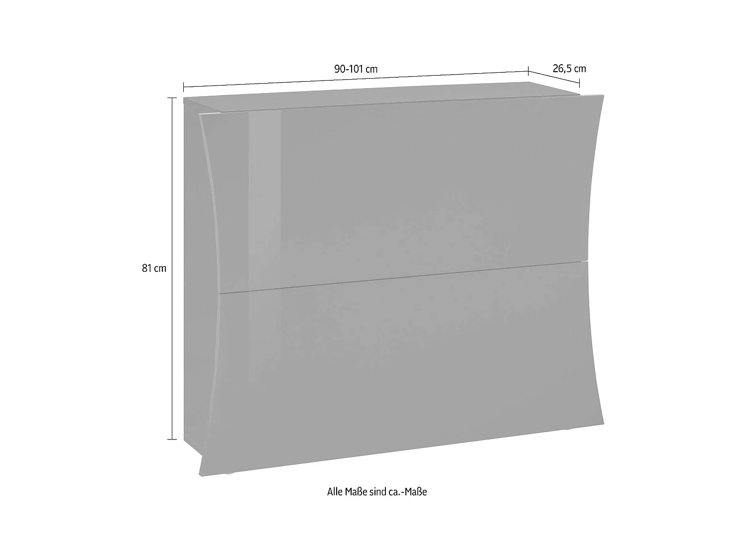 Armoire à chaussures 2 portes 16 paires design blanc brillant Arco S