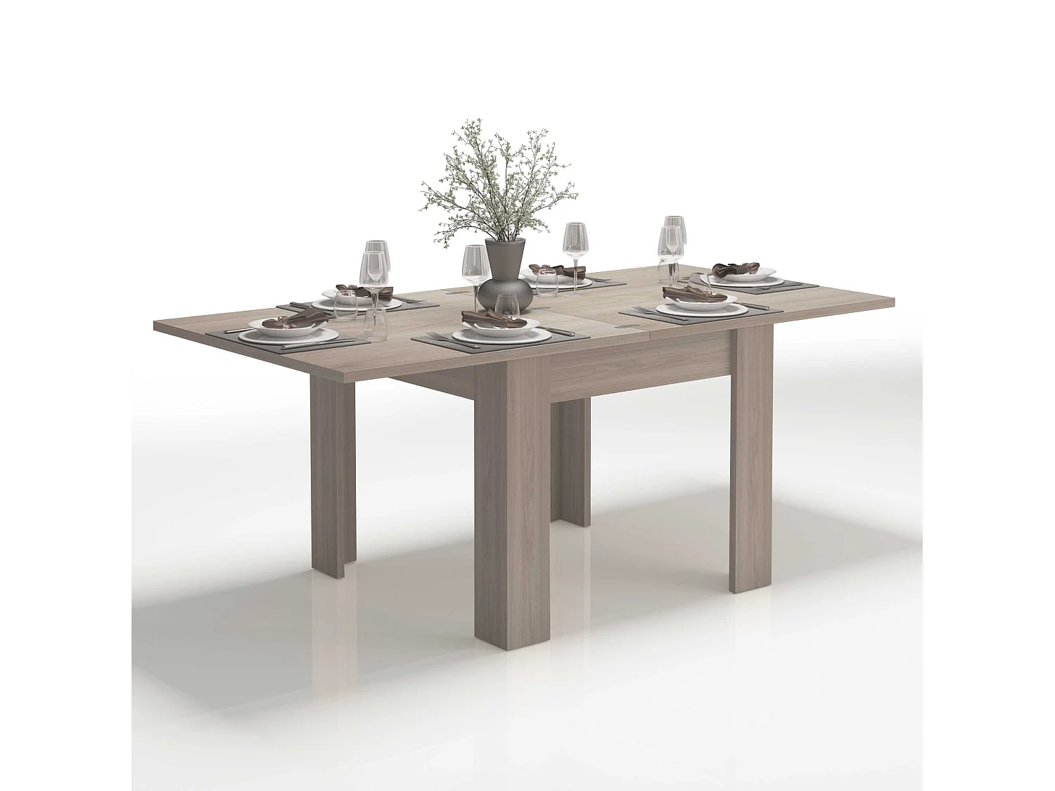 Mesa de comedor de madera extensible apertura en forma de libro 90-180 x 90 cm Jesi One