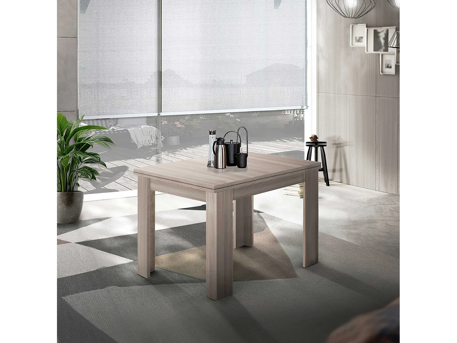 Mesa de comedor de madera extensible apertura en forma de libro 90-180 x 90 cm Jesi One