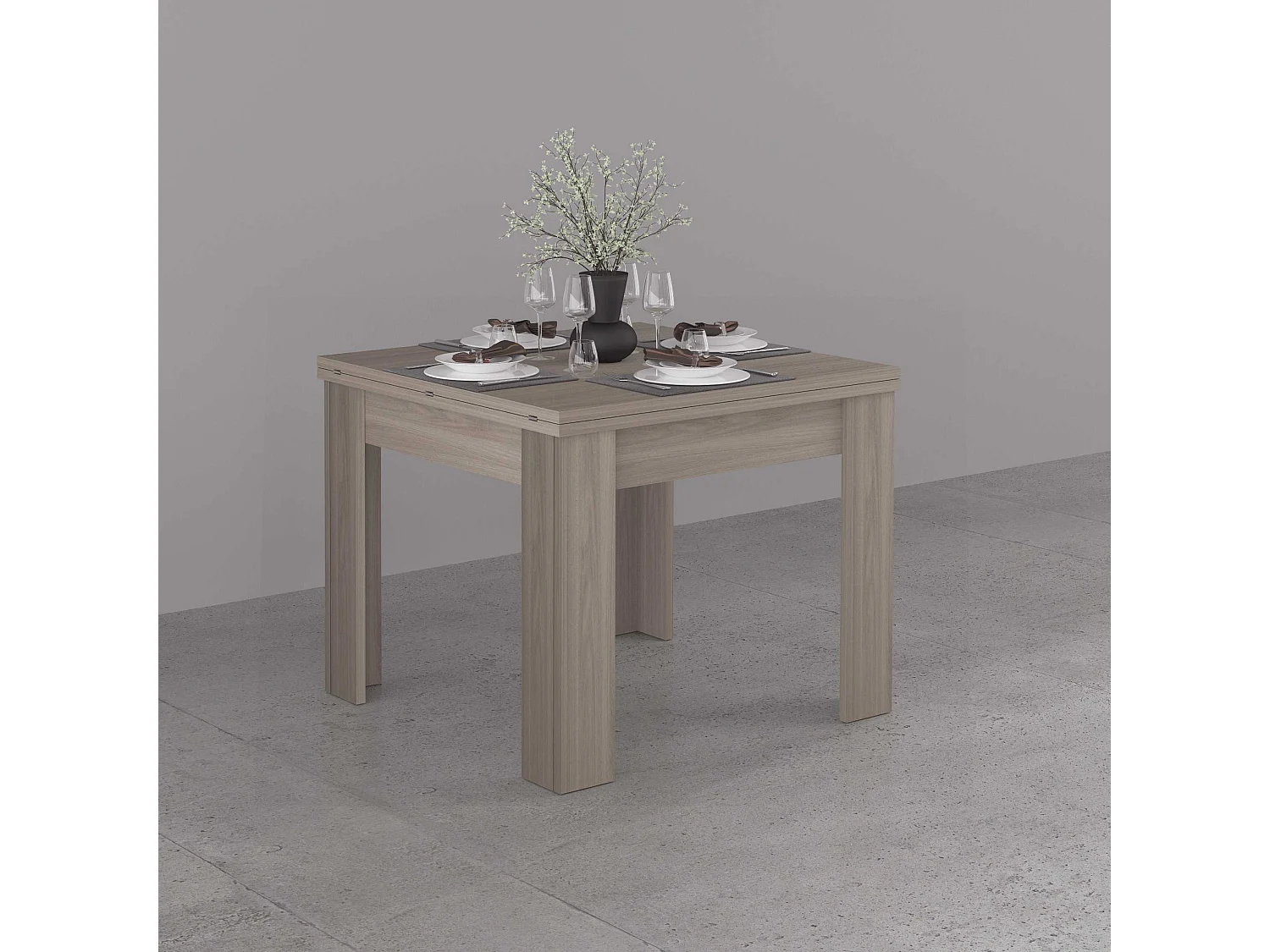 Mesa de comedor de madera extensible apertura en forma de libro 90-180 x 90 cm Jesi One