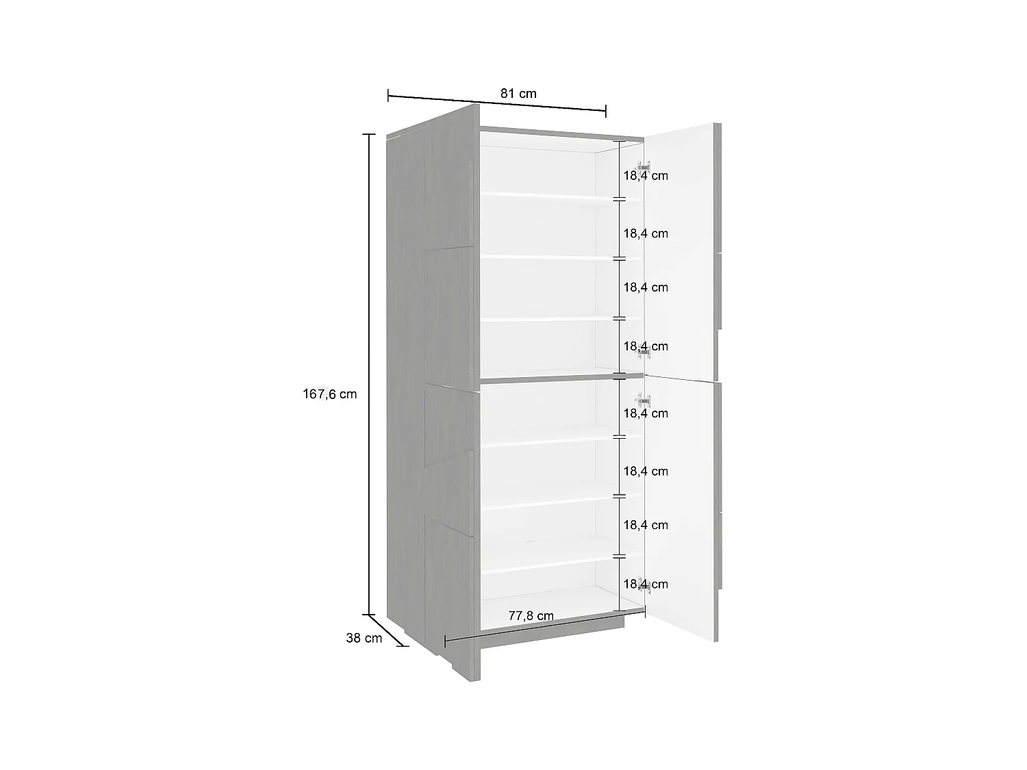 Meuble chaussure design polyvalent 4 portes 8 placards Ping Dress Ardesia