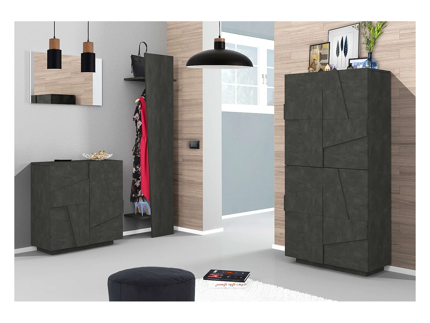 Meuble chaussure design polyvalent 4 portes 8 placards Ping Dress Ardesia